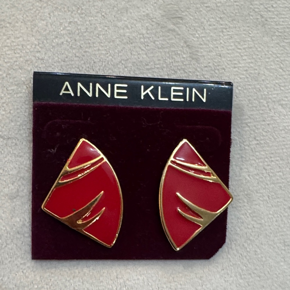Anne Klein Bold Red and Gold Earrings